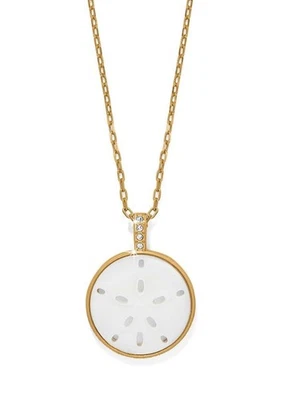 Brighton Del Mar Gold Pearl Medallion Crystals Petite Pendant Necklace New - Image 1 of 2