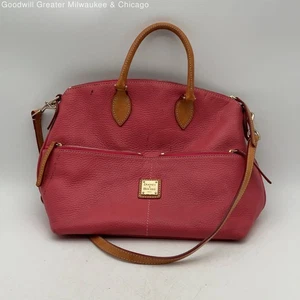 Dooney & Bourke Womens Satchel Purse Crossbody Strap Inner Pockets Pink Beige - Picture 1 of 7