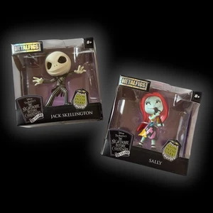 METAL FIGS JACK SKELLINGTON & SALLY * Nightmare Before Xmas 25th Glow Excl JADA - Picture 1 of 5