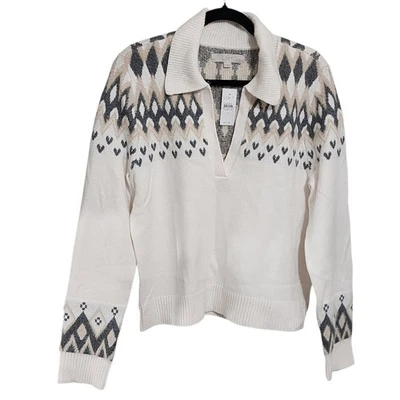 Suéter Loft M Nórdico Decote V Ilha Justa Macio Aconchegante Trabalho Escritório Novo com etiquetas - Imagem 1 de 4