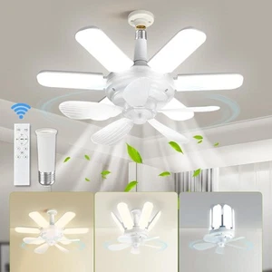 Socket Fan Light, Dimmable LED Ceiling Fans with Remote, 360° Super Bright Fo... - Picture 1 of 8