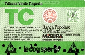 tessera stadio Inter 1986-87 Tribuna verde coperta (0011) - Foto 1 di 2