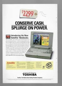 Toshiba Satellite Notebook Turbo 75 & Cancer Research Institute 1995 Vintage Ads - Picture 1 of 2