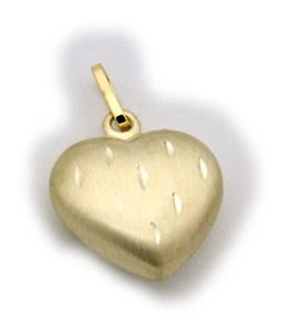 Nuevo colgante corazón 3 dimensiones diamante 585 oro 14 quilates mujer oro amarillo excelente - Imagen 1 de 5