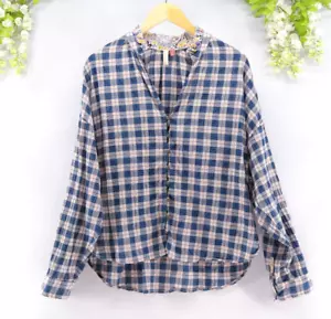 Camicia blusa Anthropologie Pilcro donna The Travi a quadri con bottoni blu taglia L - Foto 1 di 10