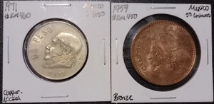 1959 Mexico 50 Centavos + 1971 Mexico 1 Peso - Picture 1 of 2