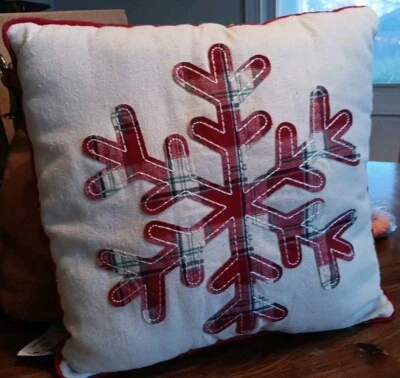 Snowflake  Snuggle Snow  Red Flannel Seasonal Flannel Holiday Winter 13" - Image 1 of 4