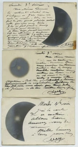 3 cartes photos de l'éclipse solaire du 30 août 1905 (2 identiques). - Picture 1 of 2
