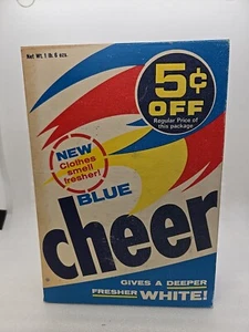 Blue Cheer Detergent Box 1 lb 6oz Sized Unopened Full Box 5¢ Off 1960's Vintage - Picture 1 of 6