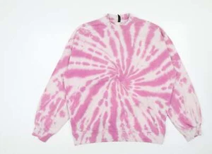 H&M Womens Pink Cotton Blend Sweatshirt Size XS - Tie Dye - Picture 1 of 12