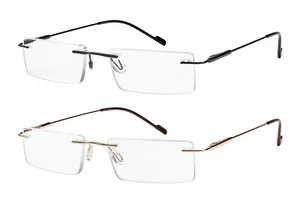 Reading Glasses 2 Pair Rimless Ultra Lightweight Readers for Men and Women - Picture 1 of 12