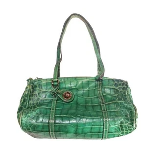 Borsa a tracolla Dooney & Bourke vintage collezione Nilo verde in pelle di coccodrillo - Foto 1 di 14