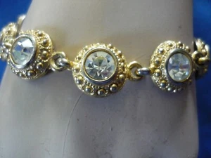 Vintage großes Strass Armband - intakt, funkelnd! Gestempelt USA auf Schließe - 7,5" - Bild 1 von 5