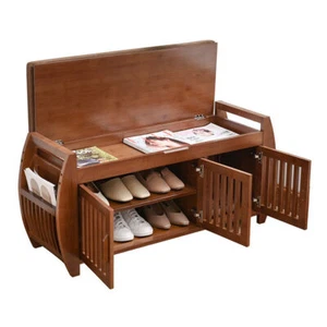 Bambus Schuhregal Bank mit 2 Ebenen Eingang Organizer Regal mit Schublade Aufbewahrung - Bild 1 von 21