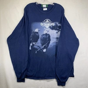 Vintage 90er Outdoor Natur Langarm T-Shirt XL Adler verwaschen blau dicker Strick - Bild 1 von 23
