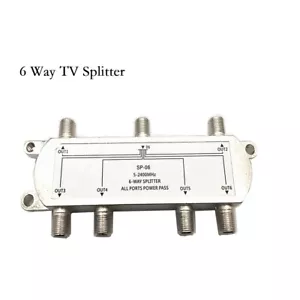 1Pc 5-2400 MHz 6 Way TV Splitter Coax Cable Adapter for RG59 RG6 HDTV Satellite - Picture 1 of 5