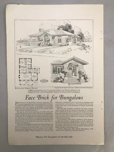 Face Brick for Bungalows Ad October 1921 National Geographic Magazine Vintage - Picture 1 of 2