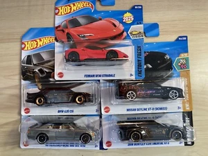 Hot wheels bundle 2025 models x 5 Ferrari Bugatti McLaren Bentley Nissan Skyline - Picture 1 of 12