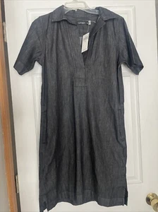 LAUREN Ralph Lauren Damen Kurzarm Nightfall Denim Etuikleid Schwarz S Neu mit Etikett - Bild 1 von 9