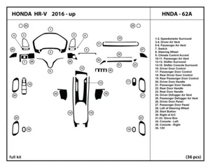 Kit de molduras de tablero de fibra de carbono real interior para Honda HR-V 2016-2022 - Imagen 1 de 1