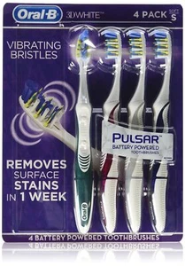 Oral B 3D White Luxe Battery Powered Toothbrushes 4 Pack Soft Vibrating Bristles - Picture 1 of 1
