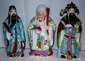 Xing Deities Porcelain Chinese Figurine Statues Shou Fu and Lu : Set of 3 - Picture 1 of 16
