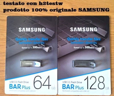chiavetta Usb Pendrive SAMSUNG 64 128 GB USB 3.1 flash300mb/s NUOVO ORIGINALE - Immagine 1 di 4