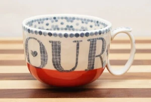 Rare NWT Anthropologie Mug Good Morning Tile Amour Love Heart Stoneware Cup - Picture 1 of 7
