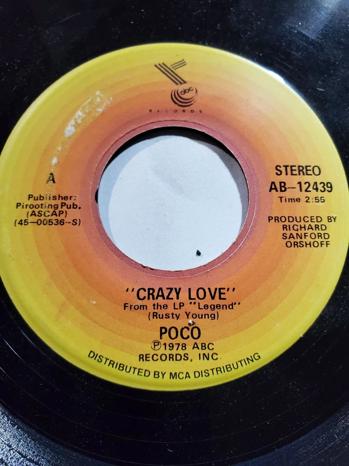  POCO "Crazy Love" & "Barbados" 45 RPM ABC Records VG+ F59 - Image 1 of 1