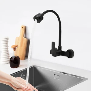 360° Küchenarmatur Wandmontage Wasserhahn Einhebelmischer Küche Wand Wasserhahn - Bild 1 von 17