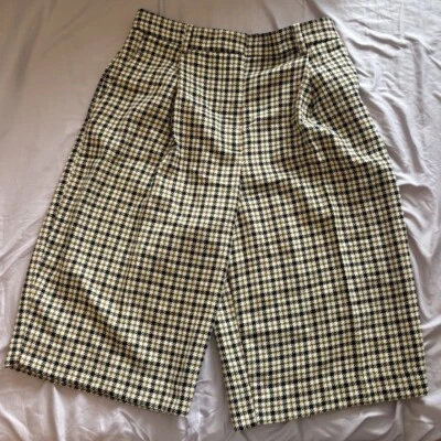 Pantalones Cortos ZARA Para Mujer Pata de Gallo Formales A Cuadros Talla Mediana Beige Negro Foto 1 de 3