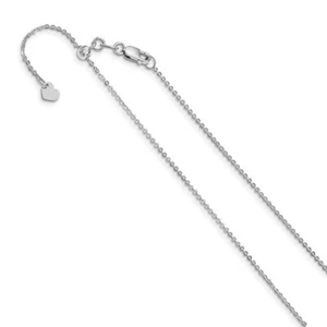 14k White Gold 1.2 mm Adjustable Flat Cable Chain Necklace - 22 to 30 Inches - Picture 1 of 4