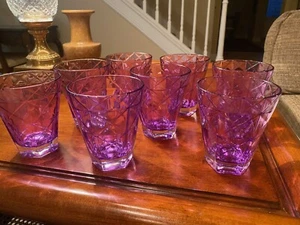 NEW VIETRI PRISM (Viva) - PURPLE Flat Tumbler Glass - 4 1/4" - Set of 8 - Picture 1 of 12