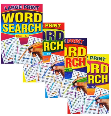 4 X A5 Mega WordSearch Puzzle Book Books  Trivia LARGE PRINT BK57-60 - Image 1 of 4