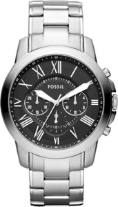 Fossil Men's Grant Quartz Stainless Steel and Leather Chronograph Watch - Picture 1 of 6