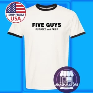 Five Guys Burgers Men's Ringer Black Size S-3XL - Picture 1 of 1