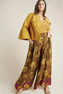 NWT Anthropologie Terrace Wide Leg Floral Pants In Size 14 - Picture 1 of 17
