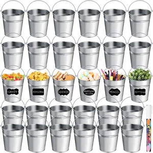 Rtteri 30 Pcs Small Galvanized Metal Buckets Bulk 5 X 4.5 Inches with Chalkbo... - Picture 1 of 7