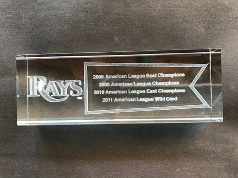 Tampa Bay Rays 2008, 2010, 2011 Championships Glass Souvenir Paperweight Cover