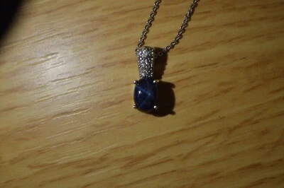 Colgante de zafiro/circón estrella azul de 2,45 quilates cadena de 20" platino sobre plata fina Foto 1 de 4