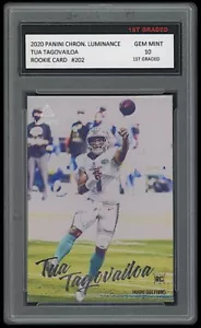 Tarjeta de novato Tua Tagovailoa 2020 Panini Luminance 1er grado 10 NFL Delfines a control remoto - Imagen 1 de 1