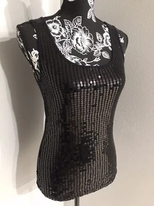 Next Era schwarzes Pailletten Tanktop Jrs Größe M 7-9 NEU - Bild 1 von 7