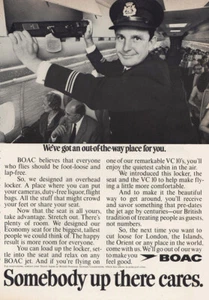 1969 BOAC: Out of the Way Place for You, Overhead Vintage Print Ad - Picture 1 of 1