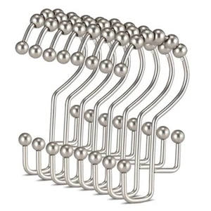Shower Curtain Hooks, 12Pcs Shower Curtain Rings Rust Proof, Stepped Double - Picture 1 of 8