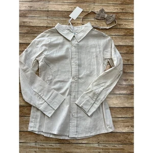 NWT My Three Sons by Evie's Closet Cream Button Up Shirt with Bow Tie 8y - Picture 1 of 5