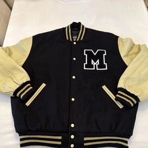 CHAQUETA UNIVERSITARIA VINTAGE STEWART & STRAUSS Letterman’s negra y crema 2XL - Imagen 1 de 4