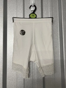 M&S Cool Comfort Supima Cotton Lace Trim Cycling Shorts Underwear UK 12 White - Picture 1 of 9