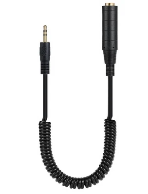 3.5mm Male to 6.35mm Female Coiled Audio Extension Cable Gold Plated 80cm - Image 1 of 4