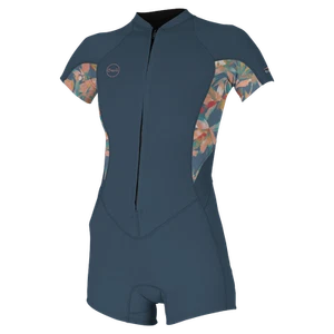 O'Neill Bahia 2/1mm Womens Front Zip Shorty 2025 - Copenblu / Painted Tropics - Picture 1 of 3