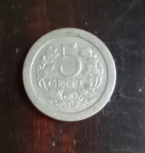 1907 Nederland Nickel 5 Cents Netherlands 118 Year Old Coin  - Picture 1 of 2